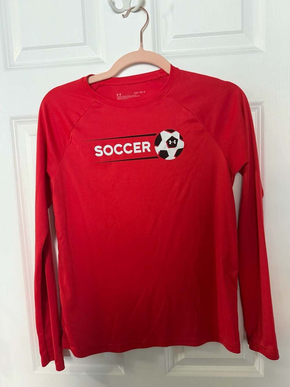 Under Armour Soccer Graphic Long Sleeve Shirt Red Youth Size YLG